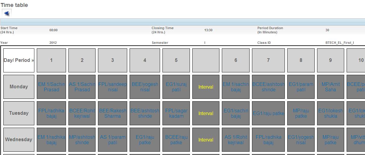 timetable